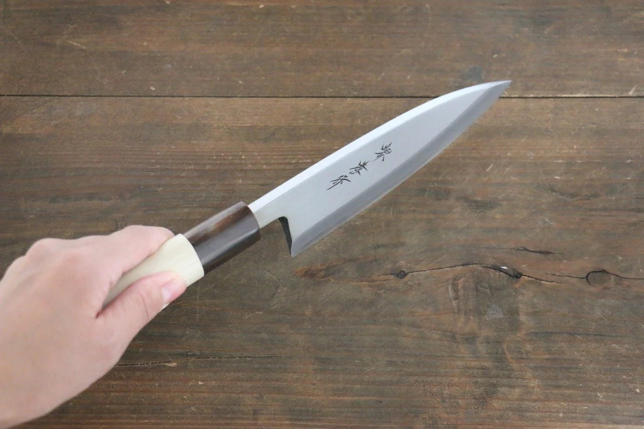 Sakai Takayuki Kasumitogi White Steel (เหล็กกล้าขาว) สลักลายตะกร้อญี่ปุ่น มีด Deba มีดทำครัวญี่ปุ่น