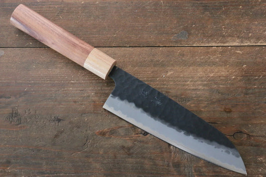 Seisuke Kokubyaku Blue Super (บลูซุปเปอร์สตีล) ลายค้อนตี มีด Santoku มีดทำครัวญี่ปุ่น 165mm ด้ามสีม่วง