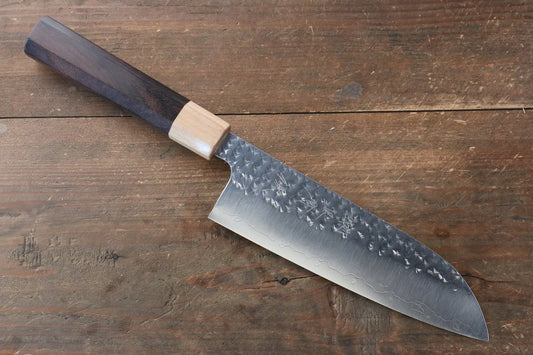 Yu Kurosaki Senko R2/SG2 ลายค้อนตี มีด Santoku มีดทำครัวญี่ปุ่น 165mm ด้ามไม้พะยูง