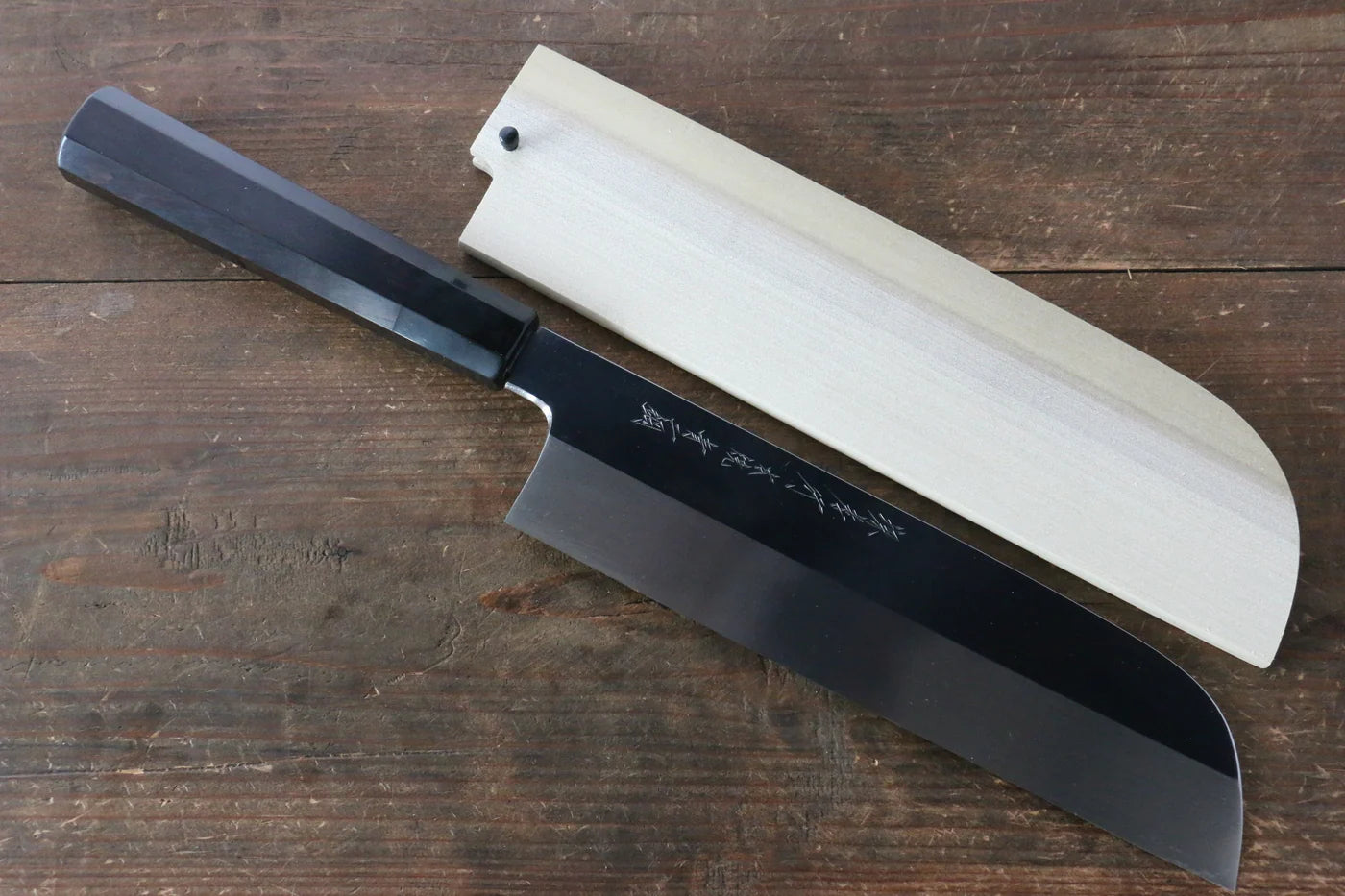 Sakai Takayuki Honyaki Blue Steel (บลูสตีล) No.2 ขัดขึ้นเงากระจก มีด Kamagata Usuba มีดทำครัวญี่ปุ่น 240mm ด้ามไม้มะเกลือ มีฝัก (ปลอก) มีด