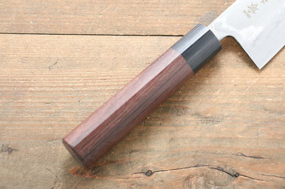 Kanetsune Blue Steel (บลูสตีล) No.2 ดามัสกัส มีด Santoku มีดทำครัวญี่ปุ่น 165mm ด้ามไม้พะยูง