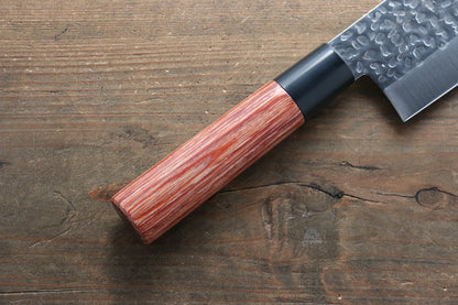 Kanetsune DSR-1K6 ลายค้อนตี มีดหั่นผัก Nakiri มีดทำครัวญี่ปุ่น 165mm ด้ามไม้ Pakka wood สีแดง