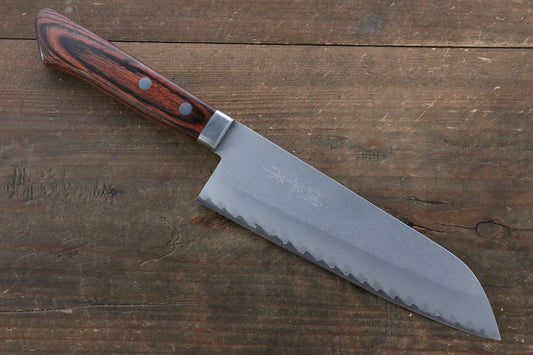 Kunihira VG1 ลายคล้ายผิวลูกสาลี่ มีด Santoku มีดทำครัวญี่ปุ่น 170mm ด้ามมะฮอกกานี