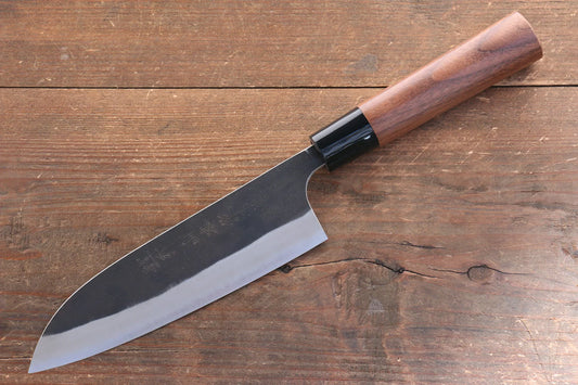 Nao Yamamoto Blue Super (บลูซุปเปอร์สตีล) Kurouchi มีด Santoku มีดทำครัวญี่ปุ่น 165mm ด้ามไม้วอลนัท