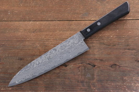 Nao Yamamoto VG10 ดามัสกัสดำ มีดกิวโตะ Gyuto มีดทำครัวญี่ปุ่น 180mm ด้ามไม้ Pakka wood สีดำ