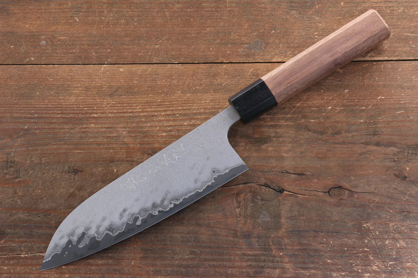 Nao Yamamoto VG10 ดามัสกัสดำ มีด Santoku มีดทำครัวญี่ปุ่น 165mm ด้ามไม้วอลนัท