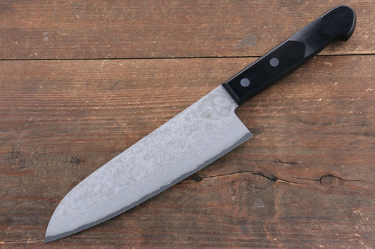 Nao Yamamoto VG10 ดามัสกัสดำ มีด Santoku มีดทำครัวญี่ปุ่น 180mm ด้ามไม้ Pakka wood สีดำ
