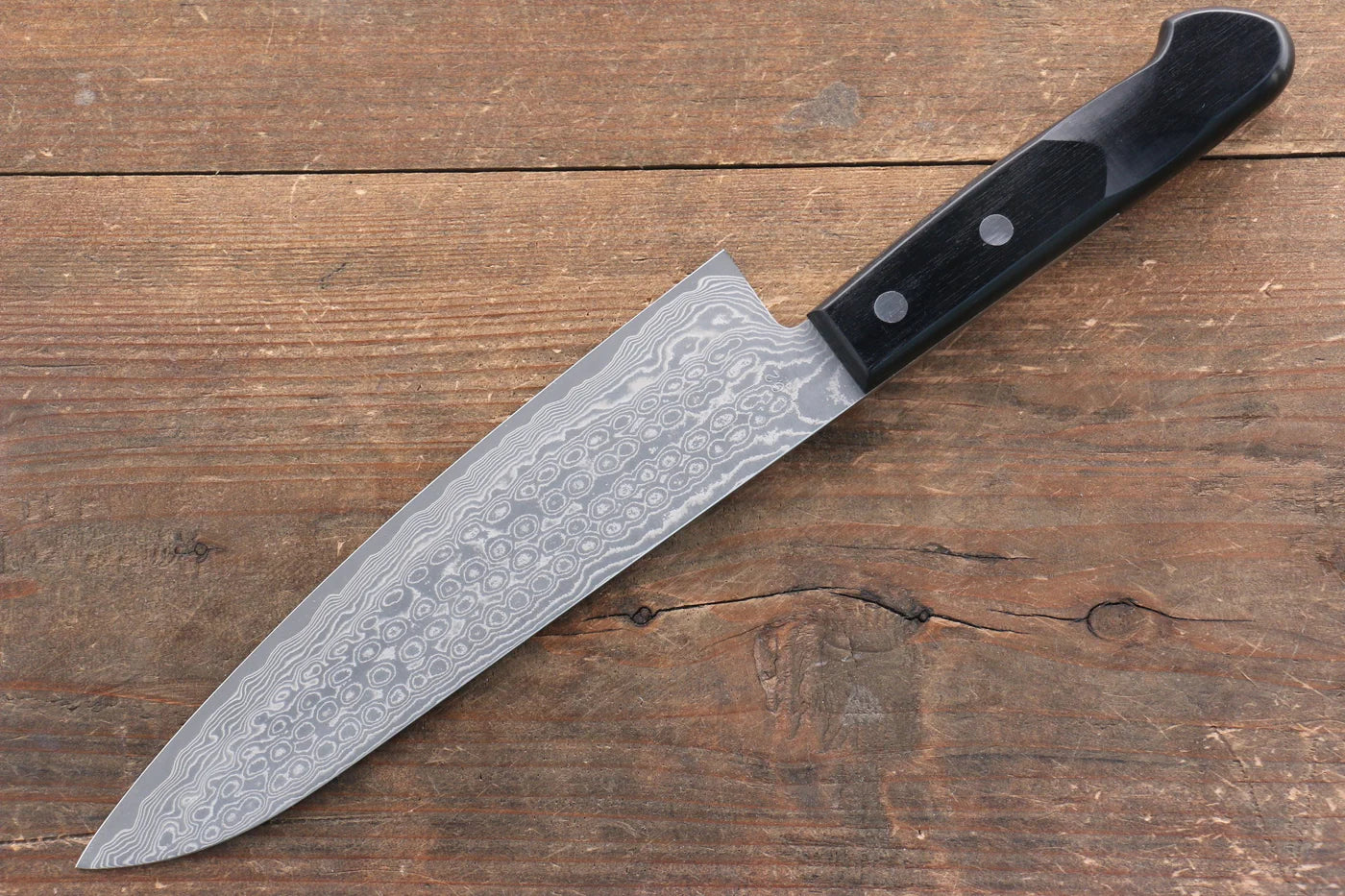 Nao Yamamoto SPG2 ดามัสกัส ขัด มีดกิวโตะ Gyuto มีดทำครัวญี่ปุ่น 180mm ด้ามไม้ Pakka wood สีดำ