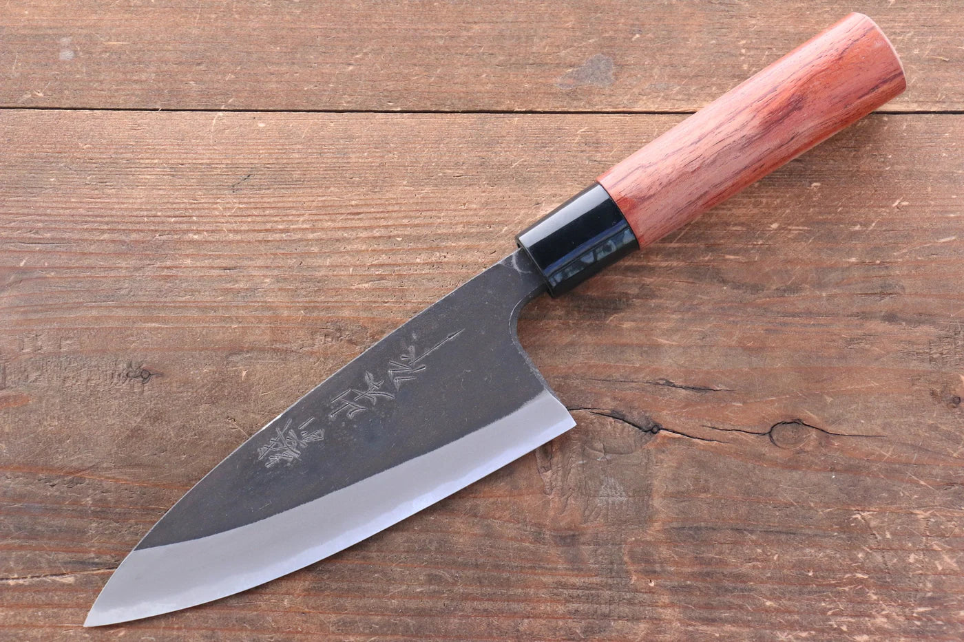 Nao Yamamoto White Steel (เหล็กกล้าขาว) No.1 Kurouchi มีด Deba มีดทำครัวญี่ปุ่น 150mm ด้ามไม้ Bubinga