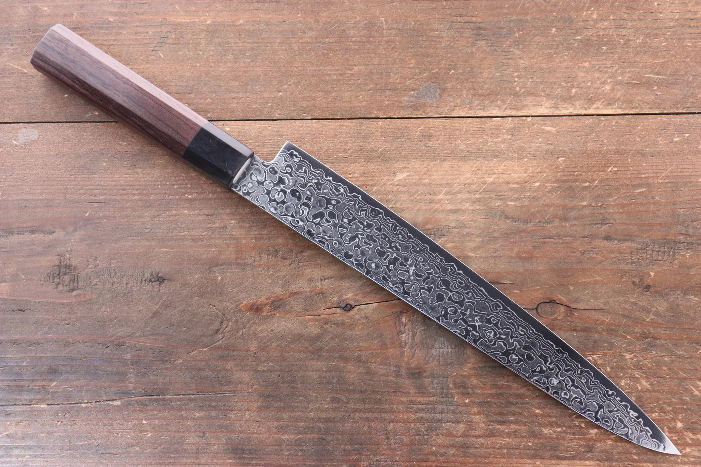 Seisuke AUS10 ดามัสกัส มีดเลาะเอ็น Sujihiki มีดทำครัวญี่ปุ่น 240mm ด้ามไม้พะยูง