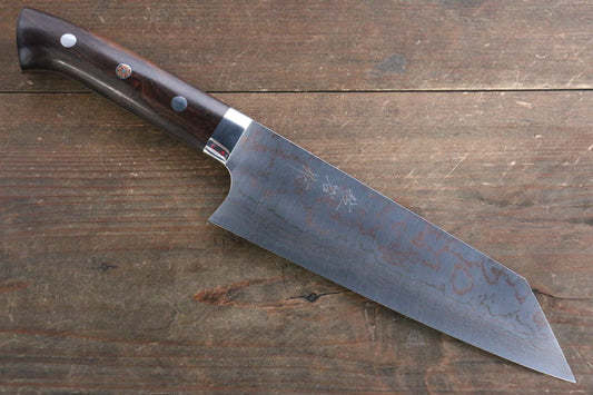 Takeshi Saji Blue Steel (บลูสตีล) No.2 ดามัสกัสสี มีดสำหรับการใช้งานได้ทั่วไป Bunka มีดทำครัวญี่ปุ่น 180mm ด้ามต้นไอรอนวููด
