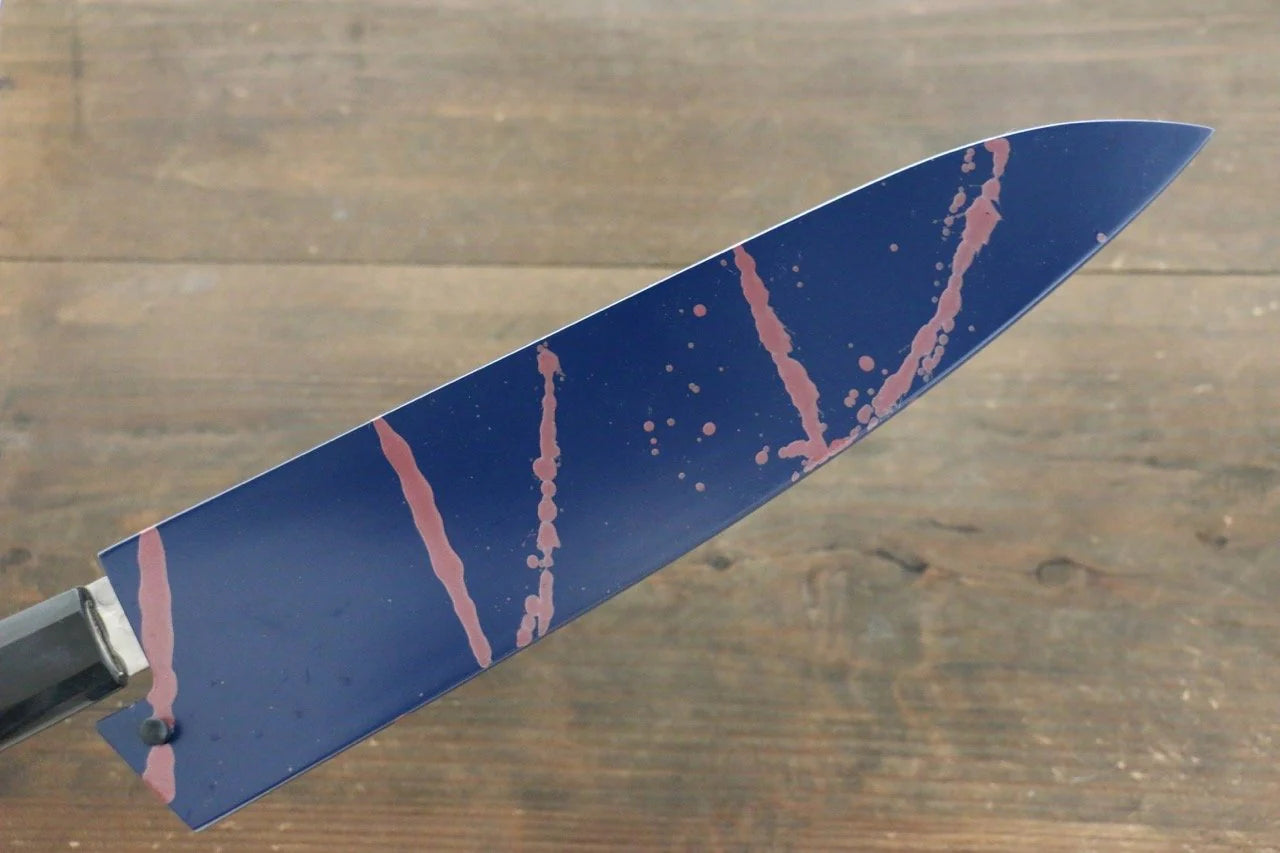 Sakai Takayuki AUS10 ดามัสกัส 45 ชั้น ลายค้อนตี มีดกิวโตะ Gyuto มีดทำครัวญี่ปุ่น 240mm ด้ามเคลือบสีน้ำเงิน มีฝัก (ปลอก) มีด