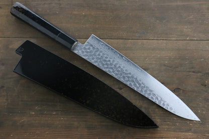 Sakai Takayuki AUS10 ดามัสกัส 45 ชั้น ลายค้อนตี มีดกิวโตะ Gyuto มีดทำครัวญี่ปุ่น 240mm ด้ามเคลือบสีทอง มีฝัก (ปลอก) มีด