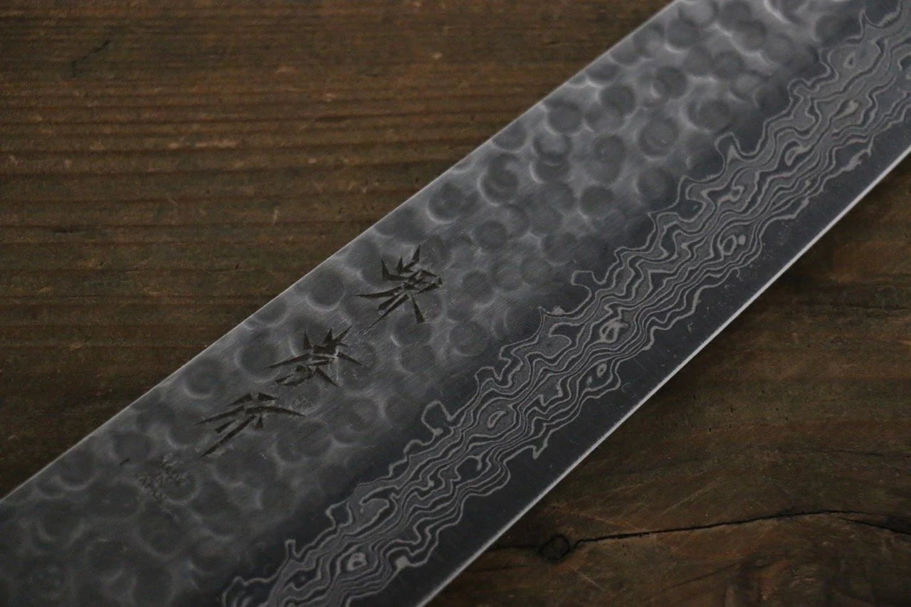 Sakai Takayuki AUS10 ดามัสกัส 45 ชั้น ลายค้อนตี มีดกิวโตะ Gyuto มีดทำครัวญี่ปุ่น 240mm ด้ามเคลือบสีทอง มีฝัก (ปลอก) มีด