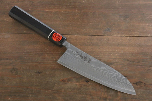 Shigeki Tanaka R2/SG2 ดามัสกัส มีด Santoku มีดทำครัวญี่ปุ่น 165mm ด้ามไม้มะเกลือ