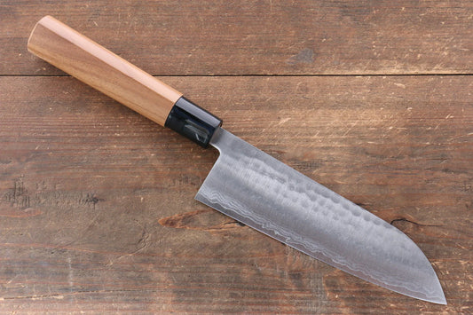Kunihira Tanryu VG1 ดามัสกัส มีด Santoku มีดทำครัวญี่ปุ่น 170mm ด้ามไม้วอลนัท