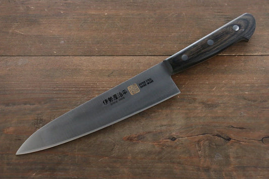 Iseya โมลิบดินัม มีดกิวโตะ Gyuto มีดทำครัวญี่ปุ่น 180mm ด้ามไม้ Pakka wood สีดำ