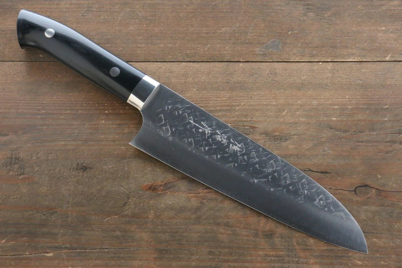 Takeshi Saji SRS13 ลายค้อนตี มีด Santoku มีดทำครัวญี่ปุ่น 180mm ด้าม Micarta ดำ
