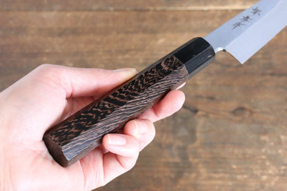 Sakai Takayuki Honyaki White Steel (เหล็กกล้าขาว) No.2 มีดเเกะลายใบไม้สำหรับประดับ Baran มีดทำครัวญี่ปุ่น 120mm ด้ามไม้เวงเก้ มีฝัก (ปลอก) มีด