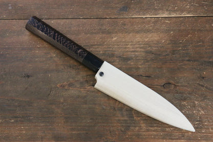 Sakai Takayuki Honyaki White Steel (เหล็กกล้าขาว) No.2 มีดเเกะลายใบไม้สำหรับประดับ Baran มีดทำครัวญี่ปุ่น 120mm ด้ามไม้เวงเก้ มีฝัก (ปลอก) มีด