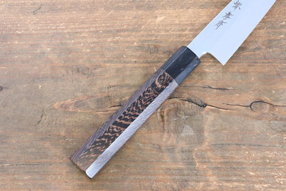Sakai Takayuki Honyaki White Steel (เหล็กกล้าขาว) No.2 มีดเเกะลายใบไม้สำหรับประดับ Baran มีดทำครัวญี่ปุ่น 120mm ด้ามไม้เวงเก้ มีฝัก (ปลอก) มีด