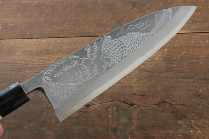 Sakai Takayuki Kasumitogi White Steel (เหล็กกล้าขาว) สลักลายจรเข้ มีด Deba มีดทำครัวญี่ปุ่น ด้ามต้นเเมกโนเลีย