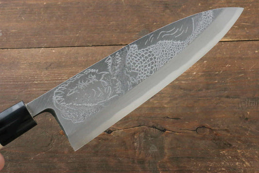 Sakai Takayuki Kasumitogi White Steel (เหล็กกล้าขาว) สลักลายจรเข้ มีด Deba มีดทำครัวญี่ปุ่น ด้ามต้นเเมกโนเลีย