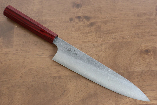 Kei Kobayashi R2/SG2 ดามัสกัส มีดกิวโตะ Gyuto มีดทำครัวญี่ปุ่น 210mm ด้ามเคลือบสีเเดง