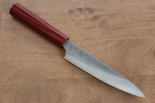 Kei Kobayashi R2/SG2 ดามัสกัส มีดขนาดเล็ก  Petty มีดทำครัวญี่ปุ่น 150mm ด้ามเคลือบสีเเดง