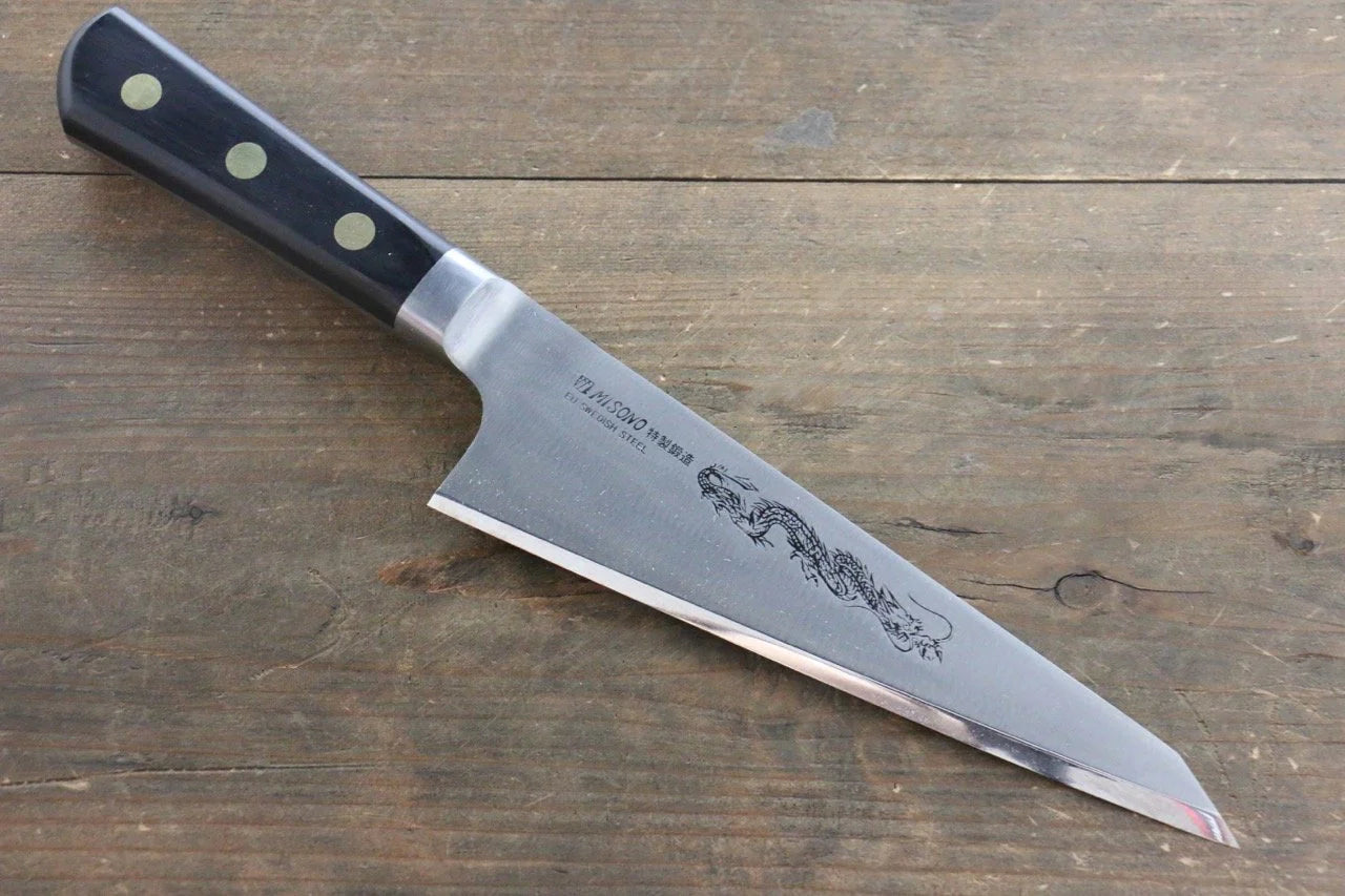 Misono Swedish Steel (เหล็กสวีเดน) สลักลายมังกร มีดเลาะกระดูก Garasuki มีดทำครัวญี่ปุ่น 185mm