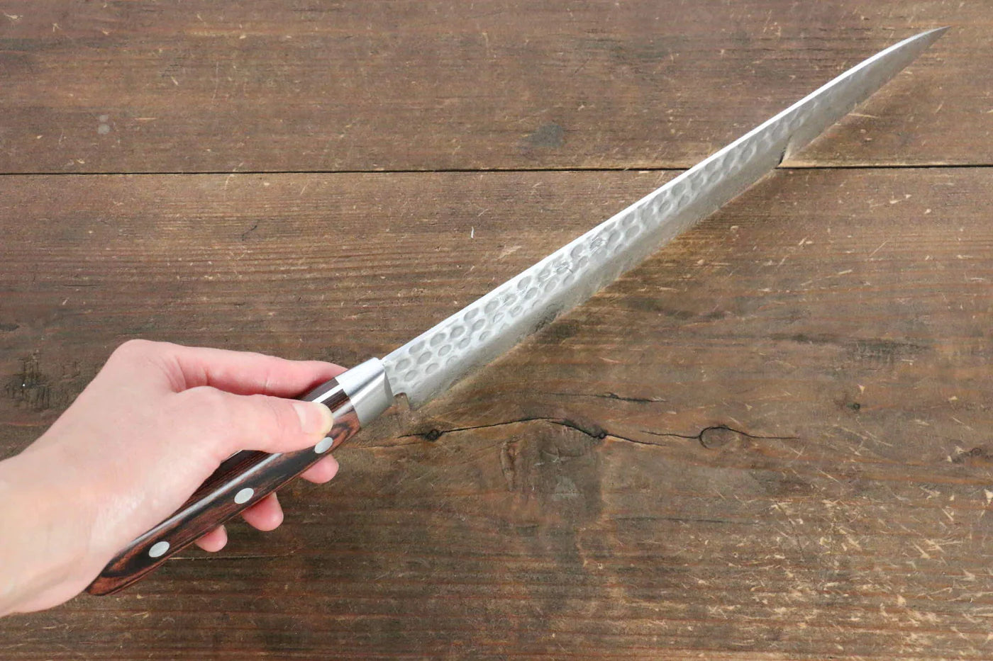 Jikko VG10 17 ชั้น มีดเลาะเอ็น Sujihiki มีดทำครัวญี่ปุ่น 240mm ด้ามไม้มะฮอกกานี