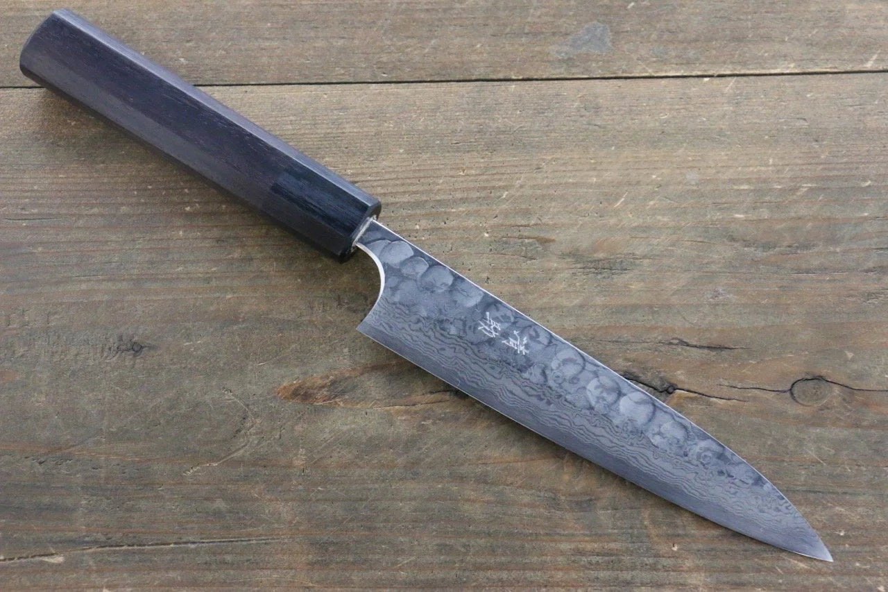 Seisuke Blue Steel (บลูสตีล) No.2 ลายค้อนตี ดามัสกัส มีดขนาดเล็ก  Petty มีดทำครัวญี่ปุ่น 150mm ด้ามไม้พะยูง