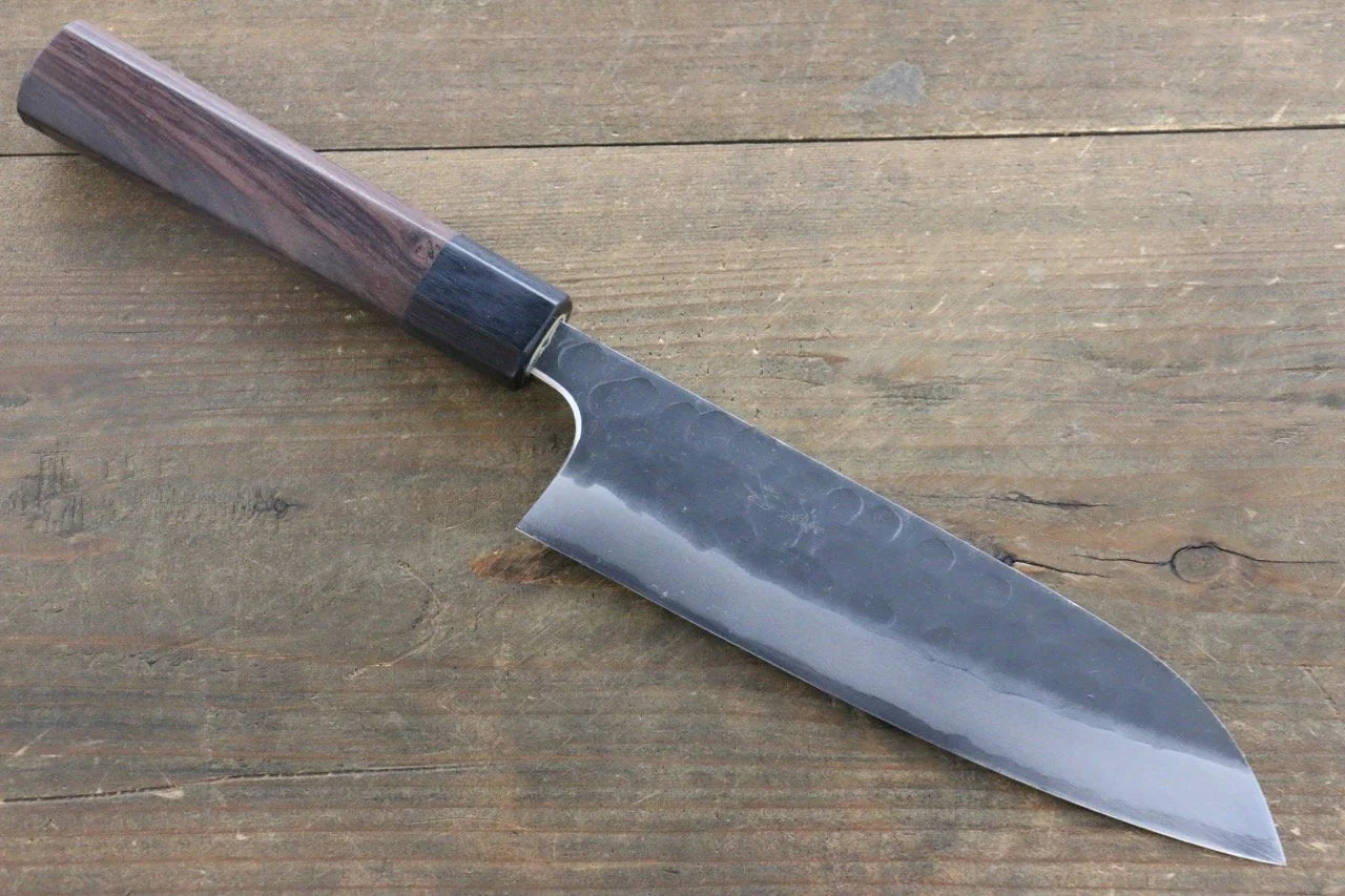 Seisuke Blue Steel (บลูสตีล) No.2 ลายค้อนตี Kurouchi มีด Santoku มีดทำครัวญี่ปุ่น 180mm ด้ามไม้พะยูง