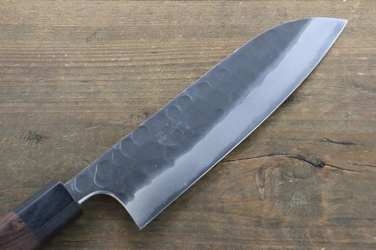Seisuke Blue Steel (บลูสตีล) No.2 ลายค้อนตี Kurouchi มีด Santoku มีดทำครัวญี่ปุ่น 180mm ด้ามไม้พะยูง