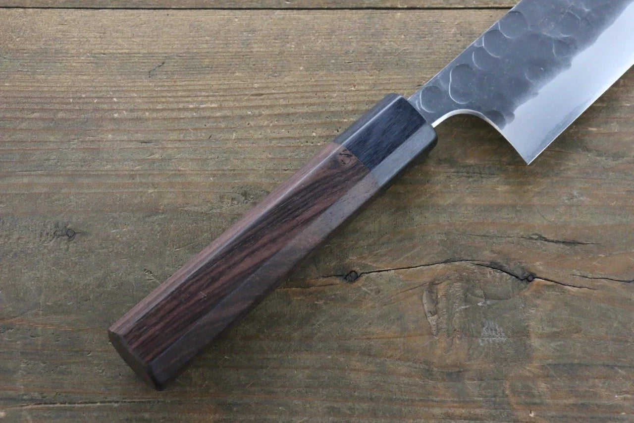 Seisuke Blue Steel (บลูสตีล) No.2 ลายค้อนตี Kurouchi มีด Santoku มีดทำครัวญี่ปุ่น 180mm ด้ามไม้พะยูง