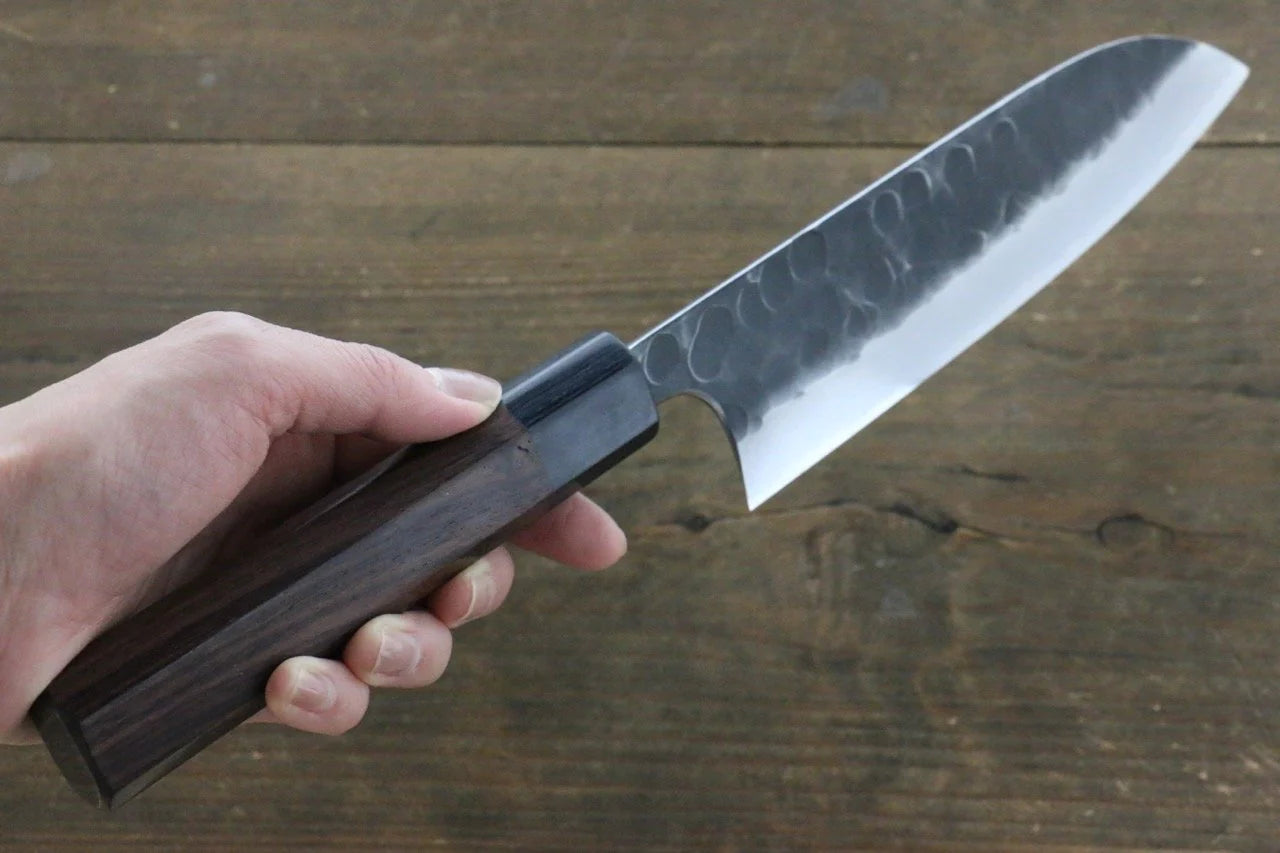 Seisuke Blue Steel (บลูสตีล) No.2 ลายค้อนตี Kurouchi มีด Santoku มีดทำครัวญี่ปุ่น 180mm ด้ามไม้พะยูง