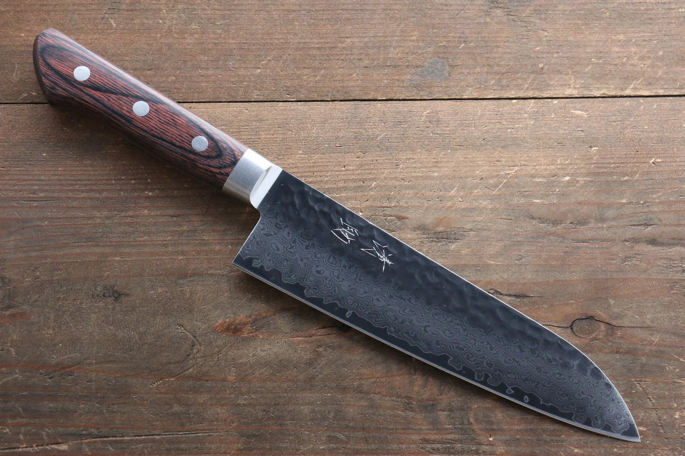 Seisuke VG10 33 ชั้น ดามัสกัส มีด Santoku มีดทำครัวญี่ปุ่น 180mm ด้ามมะฮอกกานี มีฝัก (ปลอก) มีด