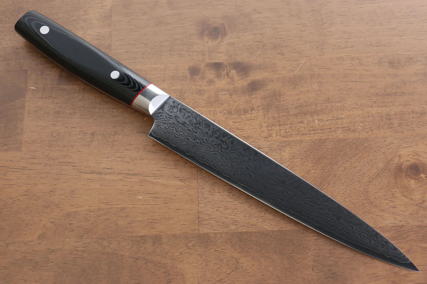 Seisuke VG10 ขัดขึ้นเงากระจก ลายดามัสกัส มีดสไลซ์ มีดทำครัวญี่ปุ่น 210mm ด้าม Micarta ดำ