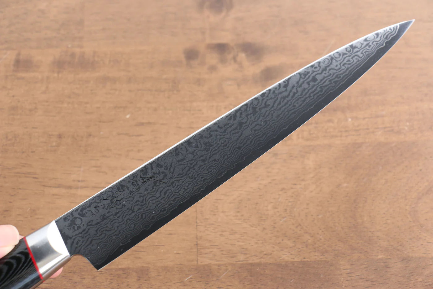 Seisuke VG10 ขัดขึ้นเงากระจก ลายดามัสกัส มีดสไลซ์ มีดทำครัวญี่ปุ่น 210mm ด้าม Micarta ดำ