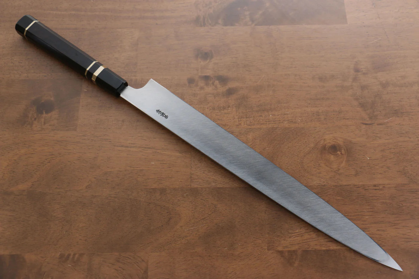 Yu Kurosaki Blue Steel (บลูสตีล) No.2 ขัดขึ้นเงากระจก มีด Yanagiba มีดทำครัวญี่ปุ่น 330mm ด้ามไม้มะเกลือ (ประดับห่วงคู่เขาควาย)