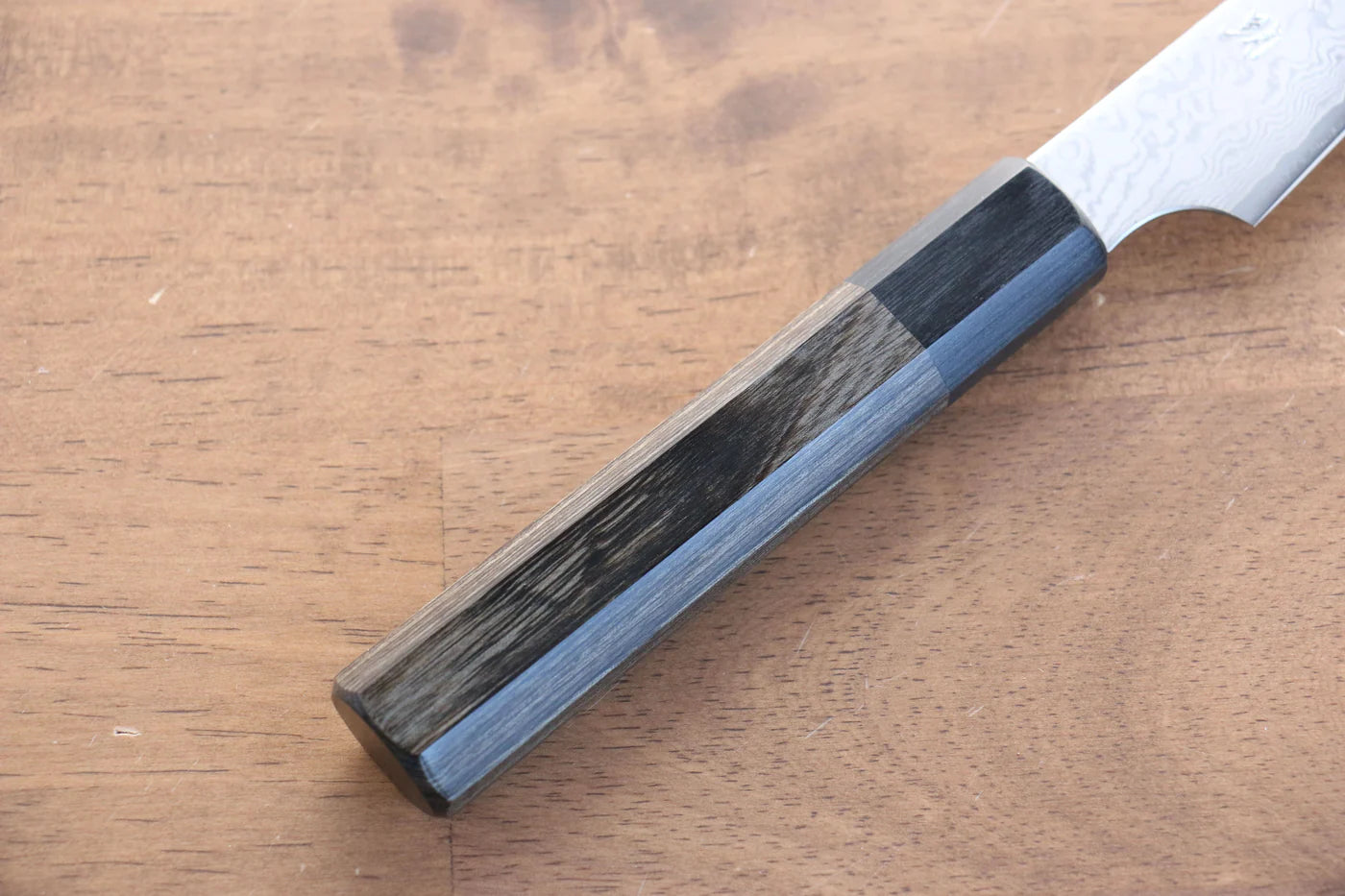 Seisuke VG10 ดามัสกัส 33 ชั้น มีด Kiritsuke Petty-Utility มีดทำครัวญี่ปุ่น 105mm ด้ามไม้ Pakka wood สีเทา