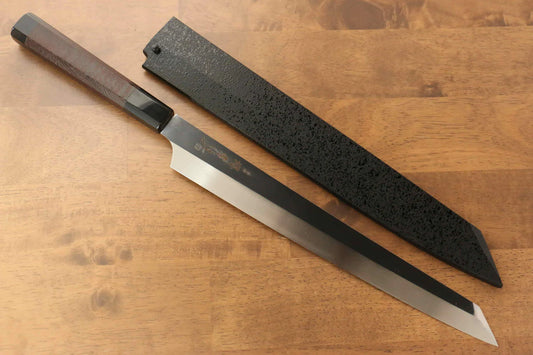 Sakai Takayuki Ginryu Honyaki Swedish Steel (เหล็กสวีเดน) ขัดขึ้นเงากระจก มีด Kengata Yanagiba มีดทำครัวญี่ปุ่น 300mm ด้ามไม้เวงเก้ ประดับห่วงเขาควายคู่ มีฝัก (ปลอก) มีด