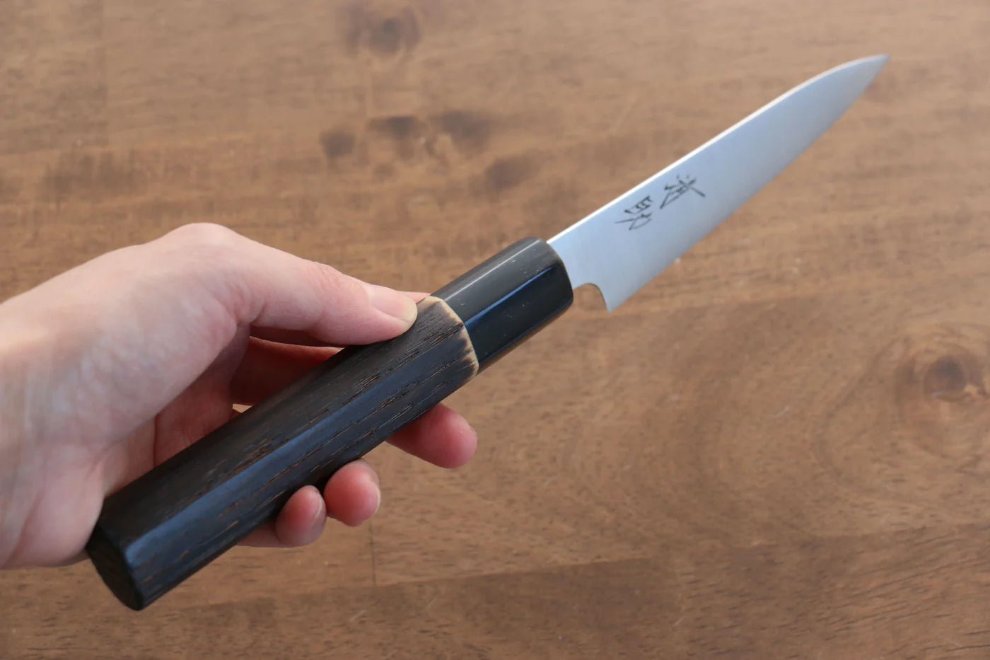 Seisuke Swedish Steel-stn (เหล็กสวีเดน stn) มีดขนาดเล็ก  Petty มีดทำครัวญี่ปุ่น 120mm ด้ามไม้เกาลัดเผา