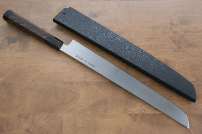 Sakai Takayuki Water Quenching Honyaki White Steel (เหล็กกล้าขาว) No.2 ขัดขึ้นเงากระจก มีด Sakimaru Yanagiba มีดทำครัวญี่ปุ่น 300mm ด้ามไม้เวงเก้ ประดับห่วงเขาควายคู่ มีฝัก (ปลอก) มีด