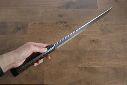 Sakai Takayuki Water Quenching Honyaki White Steel (เหล็กกล้าขาว) No.2 ขัดขึ้นเงากระจก มีด Sakimaru Yanagiba มีดทำครัวญี่ปุ่น 300mm ด้ามไม้เวงเก้ ประดับห่วงเขาควายคู่ มีฝัก (ปลอก) มีด