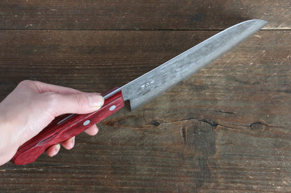 Nao Yamamoto VG10 ดามัสกัส ลายค้อนตี มีด Santoku มีดทำครัวญี่ปุ่น 170mm ด้ามไม้ Pakka wood สีแดง