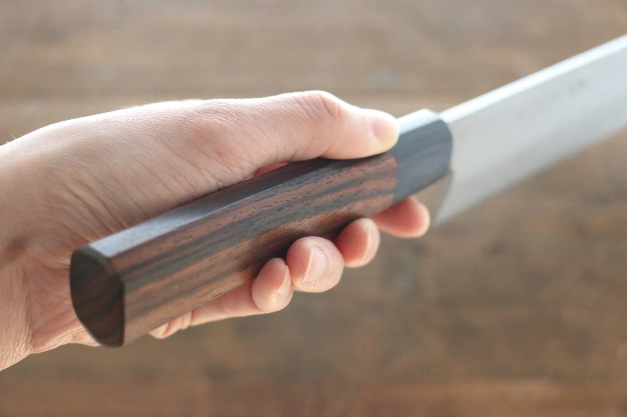 Hideo Kitaoka Blue Steel (บลูสตีล) No.2 ดามัสกัส มีด Usubaทรงสี่เหลี่ยม มีดทำครัวญี่ปุ่น 180mm ด้ามไม้พะยูง