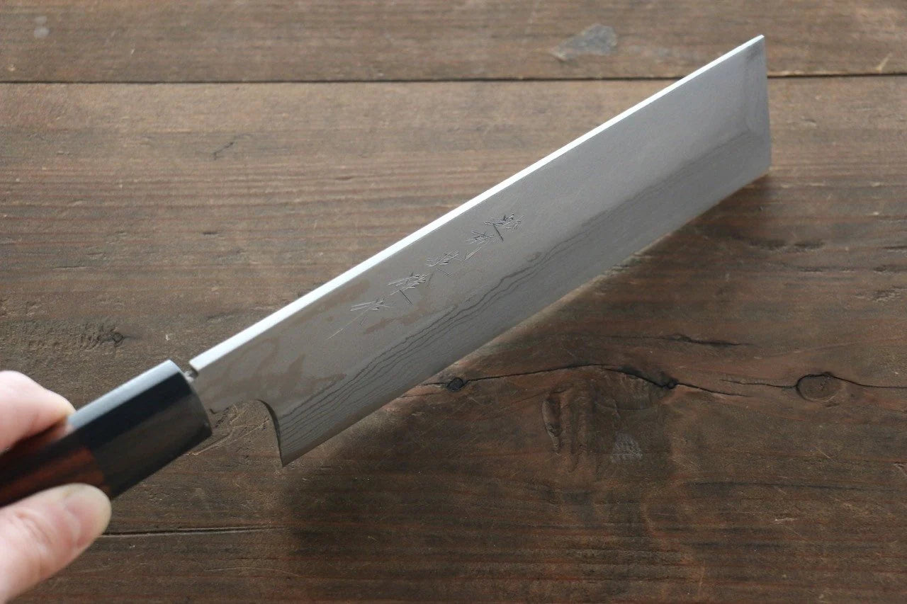 Hideo Kitaoka Blue Steel (บลูสตีล) No.2 ดามัสกัส มีด Usubaทรงสี่เหลี่ยม มีดทำครัวญี่ปุ่น 180mm ด้ามไม้พะยูง