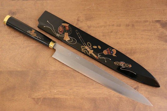 Takeshi Saji Maki-e Art Silver Steel No.3 (เหล็กเงิน No.3) มีด Yanagiba มีดทำครัวญี่ปุ่น 270mm ด้ามเคลือบ