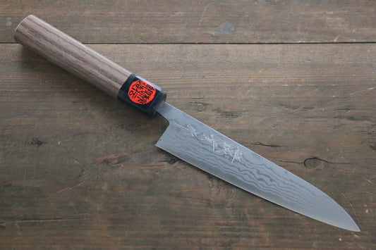 Shigeki Tanaka Blue Steel (บลูสตีล) No.2 ดามัสกัส มีดขนาดเล็ก  Petty มีดทำครัวญี่ปุ่น 150mm ด้ามไม้วอลนัท